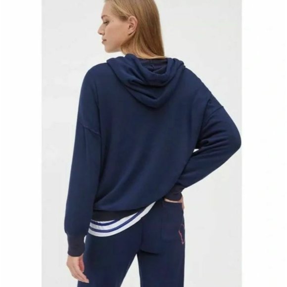 Sundry Anthropologie Size XS 0 Heart Patch Hoodie Pullover in Blue Sweatshirt - Picture 4 of 11